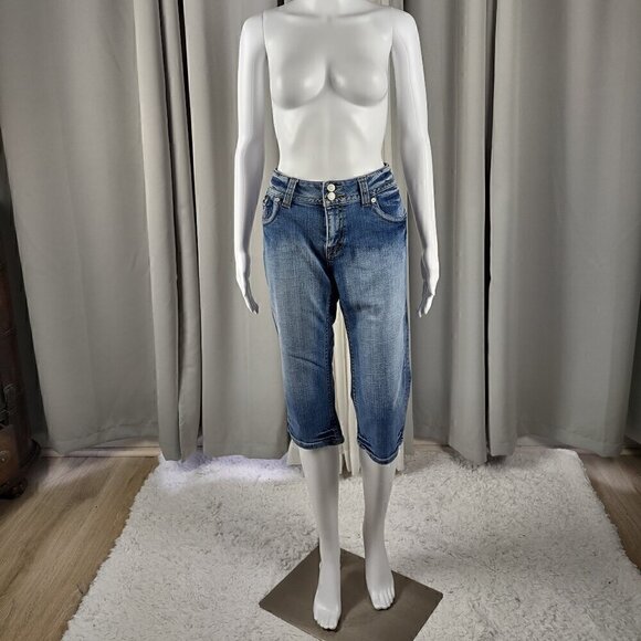 Vigoss Pants - Vigoss Womens Cotton Blend 5 Pocket Blue Capri Jeans Style C1817J Size 11